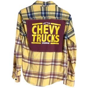 Upcycled Chevrolet Chevy Truck flannel ombre bleached XS